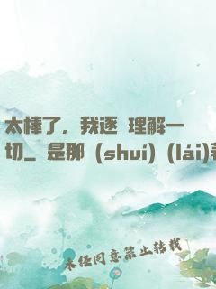 太棒了，我逐漸理解一切